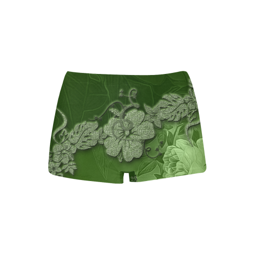 Wonderful green floral design Women's All Over Print Boyshort Panties (Model L31)