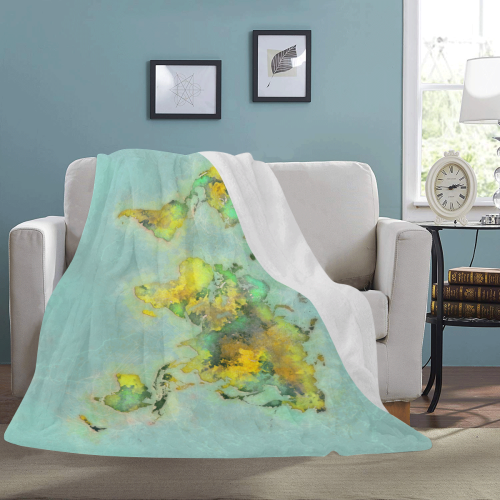 world map green #map #worldmap Ultra-Soft Micro Fleece Blanket 60"x80"