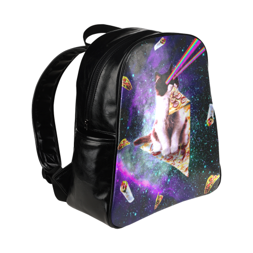 Outer Space Pizza Cat - Rainbow Laser, Taco, Burrito Multi-Pockets Backpack (Model 1636)