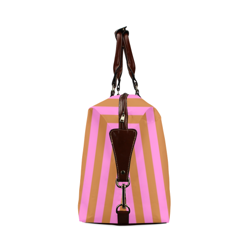 Retro Pink Tan Stripe Classic Travel Bag (Model 1643) Remake