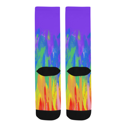 Flames Paint Abstract Purple Men's Custom Socks
