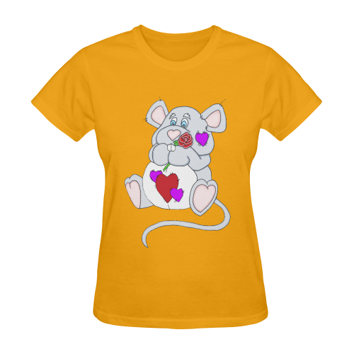 Valentine Mouse Orange Sunny Women's T-shirt (Model T05)