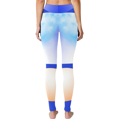 Blue & Orange Women's Big Size Workout Leggings (Model L43)