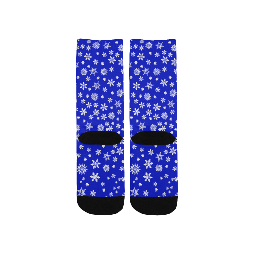 Christmas White Snowflakes on Blue Custom Socks for Kids