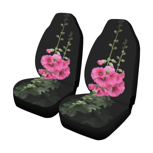 Pink Hollyhocks, floral watercolor Car Seat Covers (Set of 2)