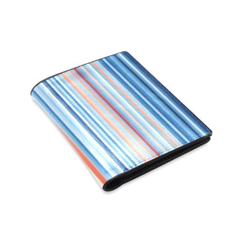 Blue and coral stripe 1 Men's Leather Wallet (Model 1612)