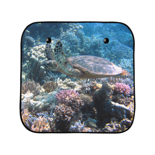 Under The Water - Corals And Sea Turtle Car Sun Shade 28"x28"x2pcs