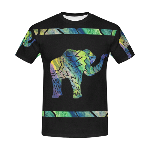 Patchwork Elephant Men's Larger T-Shirts All Over Print T-Shirt for Men/Large Size (USA Size) Model T40)