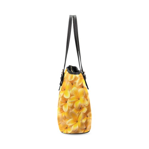 flowers Leather Tote Bag/Large (Model 1640)