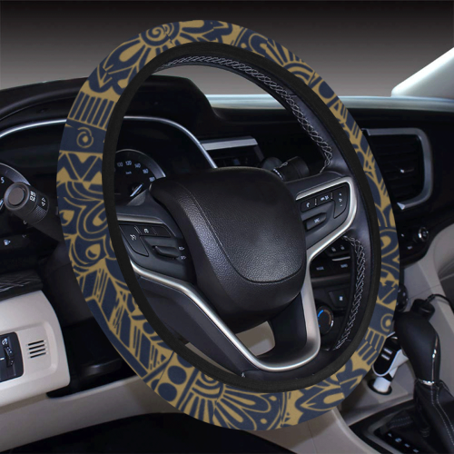 Scandinavian Ethno Mosaic Pattern 2 Steering Wheel Cover with Elastic Edge