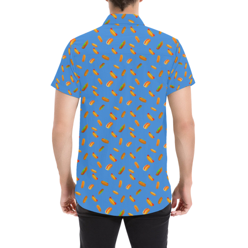 Hot Dog Pattern Men's All Over Print Short Sleeve Shirt/Large Size (Model T53)