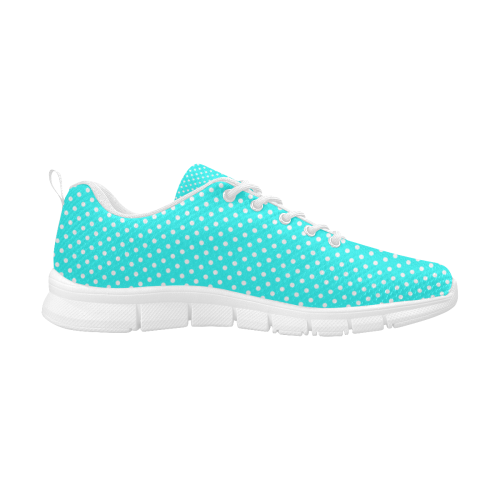 Baby blue polka dots Women's Breathable Running Shoes (Model 055)