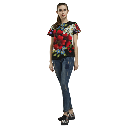 Bouquet Of Flowers All Over Print T-Shirt for Women (USA Size) (Model T40)