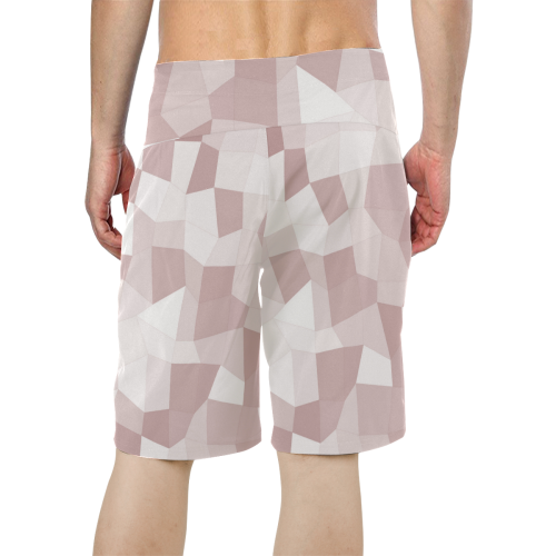 Mauve Beige Mosaic Men's All Over Print Board Shorts (Model L16)