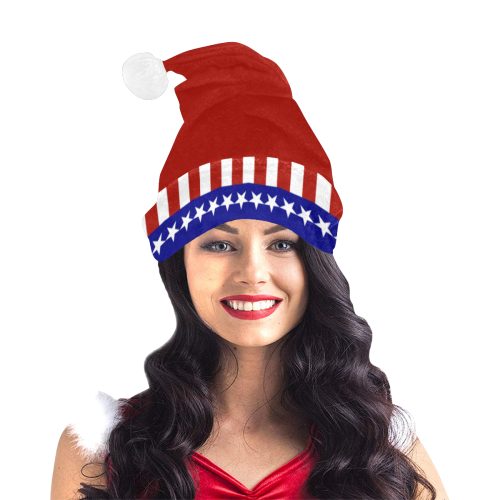 Patriotic USA Stars and Stripes Red Santa Hat