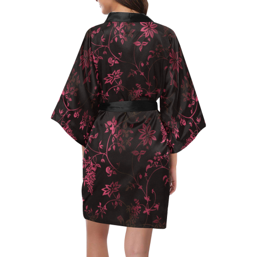 Gothic Black and Pink  Pattern Kimono Robe