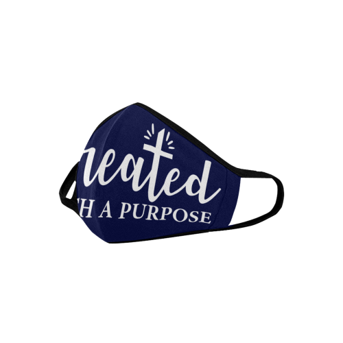 Created with a purpose white on navy Mouth Mask