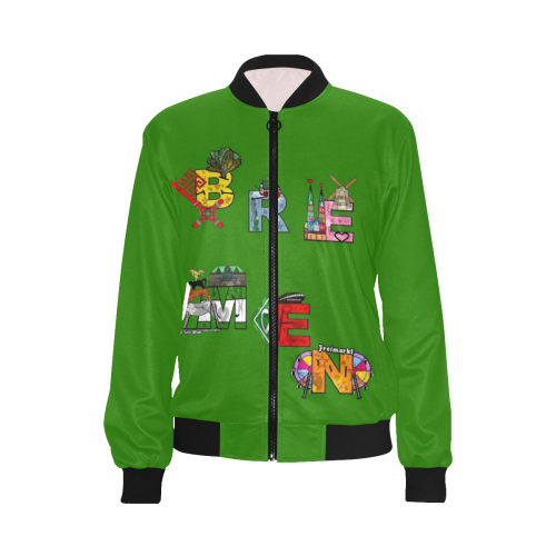 Bremen Word by Nico Bielow All Over Print Bomber Jacket for Women (Model H36)
