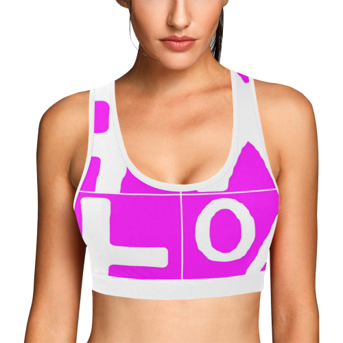 NUMBERS Collection Symbols White/Pink Women's All Over Print Sports Bra (Model T52)