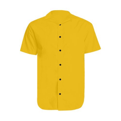 Iguana Sugar Skull Yellow Men's Short Sleeve Shirt with Lapel Collar (Model T54)
