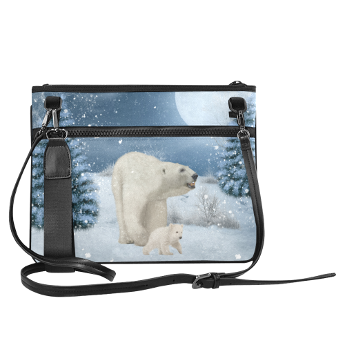Polar bear mum with polar bear cub Slim Clutch Bag (Model 1668)