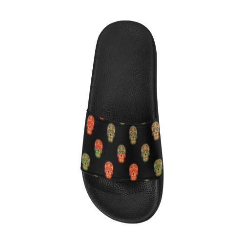 Color mix Skulls f by JamColors Women's Slide Sandals (Model 057)