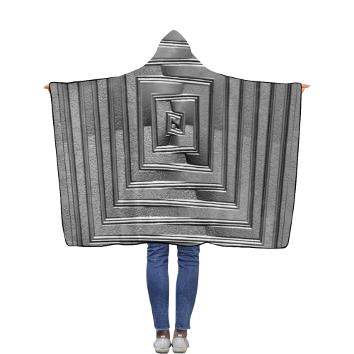 Silver Metallic Spiral Flannel Hooded Blanket 40''x50''