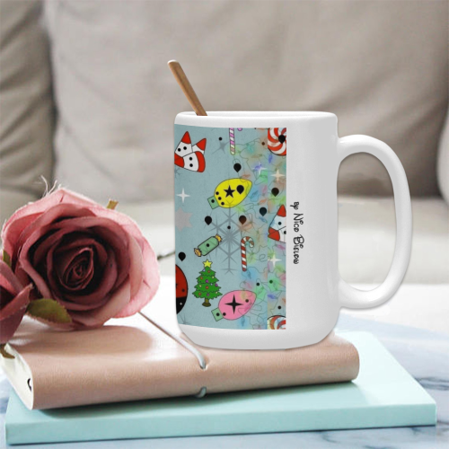 Christmas Hippo by Nico Bielow Custom Ceramic Mug (15OZ)