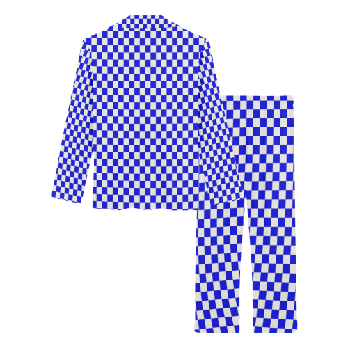 Bright Blue Gingham Women's Long Pajama Set