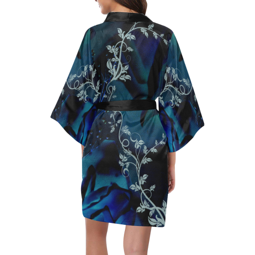 Floral design, blue colors Kimono Robe