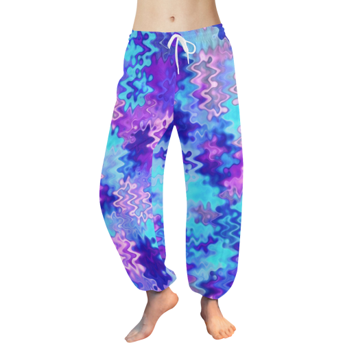 Blue Purple Marble Waves Women's All Over Print Harem Pants (Model L18)