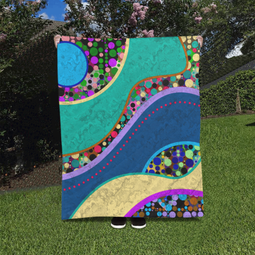 Abstract Pattern Mix - Dots And Colors 1 Quilt 40"x50"