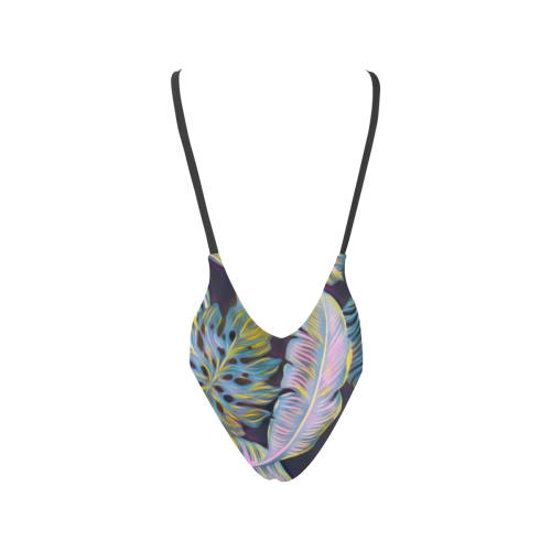 Pretty Leaves 2B by JamColors Sexy Low Back One-Piece Swimsuit (Model S09)