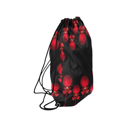 Red Christmas Ornaments with Bows Medium Drawstring Bag Model 1604 (Twin Sides) 13.8"(W) * 18.1"(H)