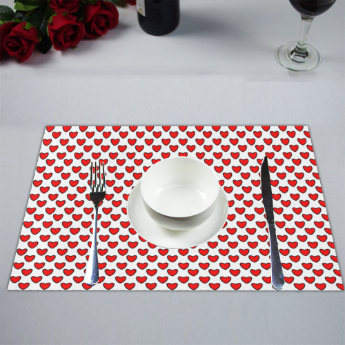 small red hearts pattern wedding white Placemat 14’’ x 19’’ (Set of 4)