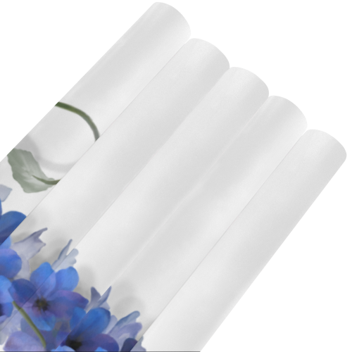 Blue - Violet Consolida original floral watercolor Gift Wrapping Paper 58"x 23" (5 Rolls)