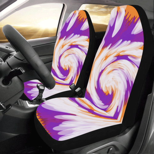 Purple Orange Tie Dye Swirl Abstract Car Seat Covers (Set of 2)