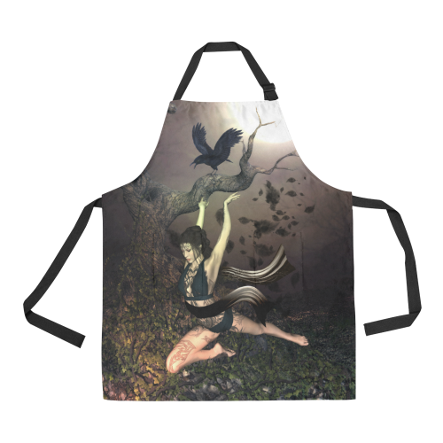 Beautiful fairy with crow All Over Print Apron