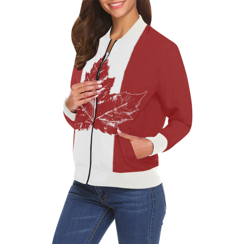 Cool Canada Bomber Jackets - Women's All Over Print Bomber Jacket for Women (Model H19)
