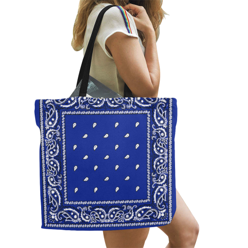 KERCHIEF PATTERN BLUE All Over Print Canvas Tote Bag/Large (Model 1699)