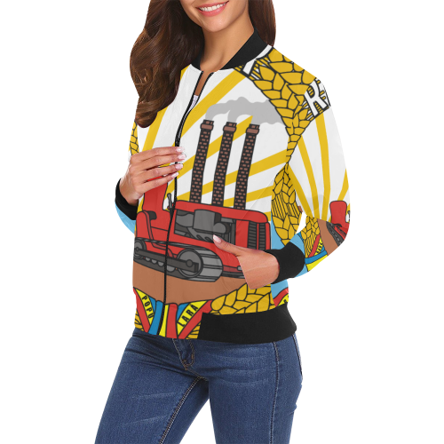 Coat of arms of the Popular Republic of Romania (1 All Over Print Bomber Jacket for Women (Model H19)