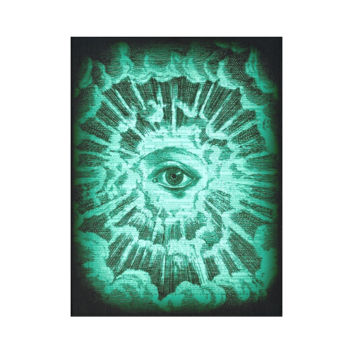 Illuminati Third Eye Source Awakening Blacklight Magick Cotton Linen Wall Tapestry 60"x 80"