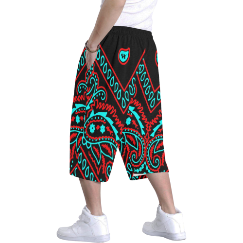blue and red bandana version 1 Men's All Over Print Baggy Shorts (Model L37)