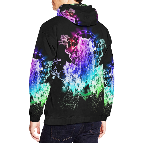 Colorful owl All Over Print Hoodie for Men/Large Size (USA Size) (Model H13)