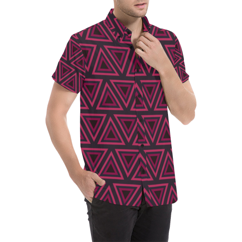 Tribal Ethnic Triangles Men's All Over Print Short Sleeve Shirt/Large Size (Model T53)