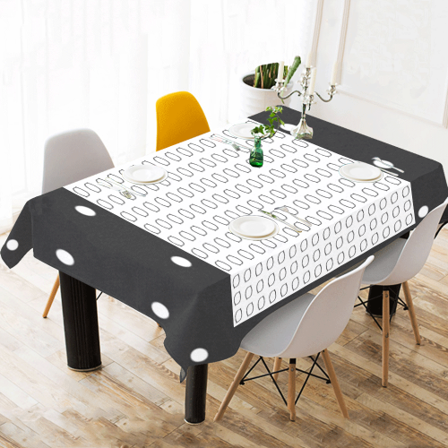 Black and White Mod Shapes Runner* Cotton Linen Tablecloth 60"x 104"