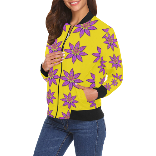 fantasy flower in the happy jungle of beauty All Over Print Bomber Jacket for Women (Model H19)