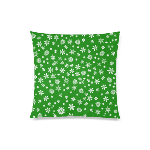 Winter Snowflakes on Green Custom Zippered Pillow Case 20"x20"(Twin Sides)