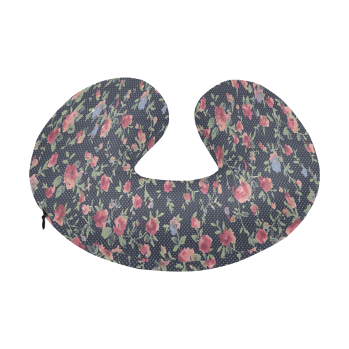Polka Dotted Rosebuds U-Shape Travel Pillow