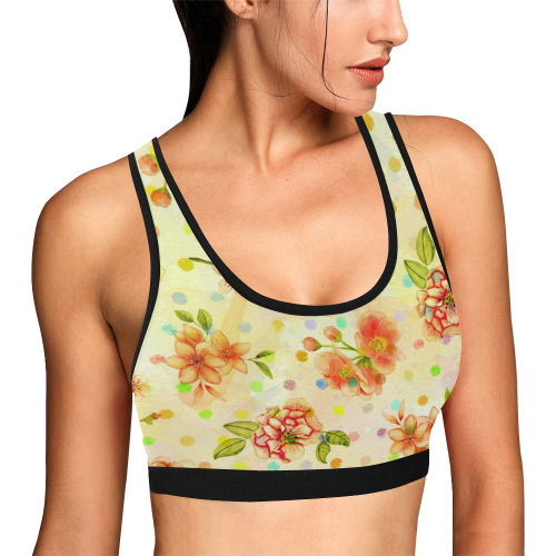 Watercololor Pink Blossoms Wallpaper Trend 3 Women's All Over Print Sports Bra (Model T52)